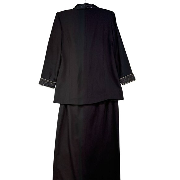 St. Anthony Evening  2-Piece Womens Suit Set Size 10 Black Embellished Collar Cu - Picture 9 of 16